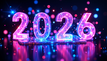 Neon Background with Numbers 2026