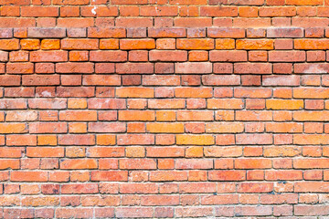 the old monastery wall built of red brick, brickwork texture, can be used for interior design