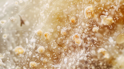 Close-up of magnified fungal infection on human skin showing visible spores and lesions, medical condition detail for educational and scientific purposes.