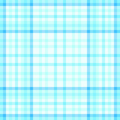 Gingham background fabric textile, curtain pattern texture plaid. Madras check tartan vector seamless in cyan and azure colors.