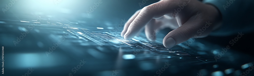 Aufkleber a close-up of a hand pressing a key on a modern keyboard, showcasing technology and connectivity in 