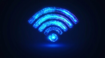 A transparent neon circle symbol representing WiFi waves with a light effect. It features a radar sensor design and a digital beep technology, symbolizing wireless internet connection.