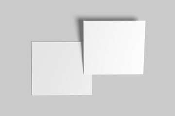 white paper square card with shadow isolated on white background. 3d rendering