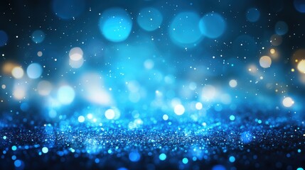 Blue glitter vintage lights. Generative AI