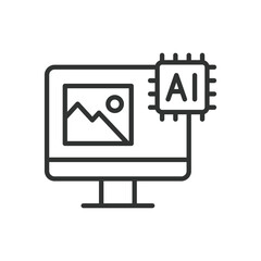 AI images generation, icon in line design. AI, images, generation, creation, art, automation, neural on white background vector. AI images generation editable stroke icon