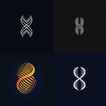 Stylized double helix logo intertwined with a circular design, representing life and genetics through minimalist geometric lines.