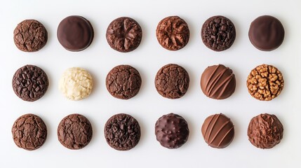 Chocolate cookies on white. Generative AI