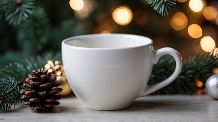 cup of coffee with christmas decorations