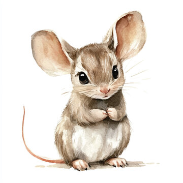 recommend clip art: cute Mousedeer watercolor clipart illustration isolated