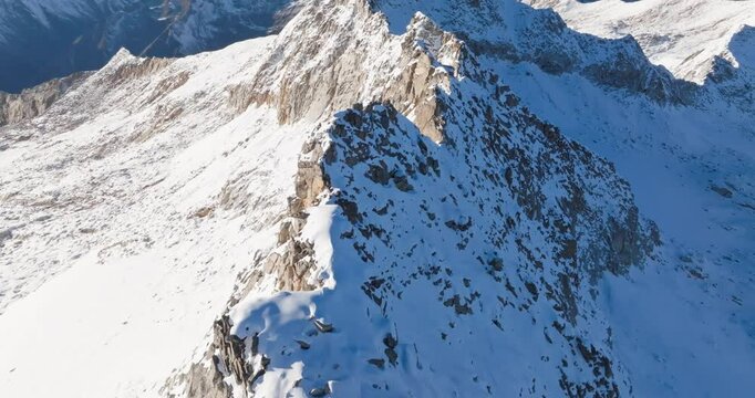 Aerial view of Dagu glacier snow mountain summit at Sichuan China