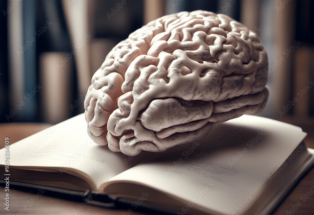 Poster process brain background books conceptual collage innovation abstract illustration cognition concept