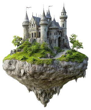 castle floating island  isolated on transparent background