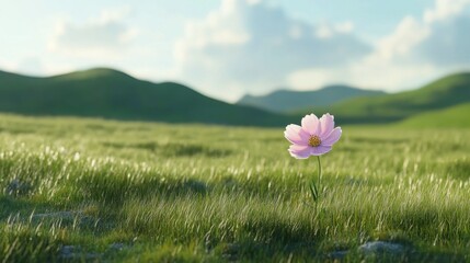 Cosmos flower blooms in field. Generative AI