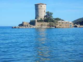 the old tower in Campese, Giglio island, Tuscan archipelago, Tuscany, Grosseto province, Tyrrhenian Sea, Italy