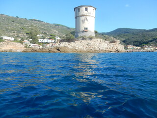 the old tower in Campese, Giglio island, Tuscan archipelago, Tuscany, Grosseto province, Tyrrhenian Sea, Italy