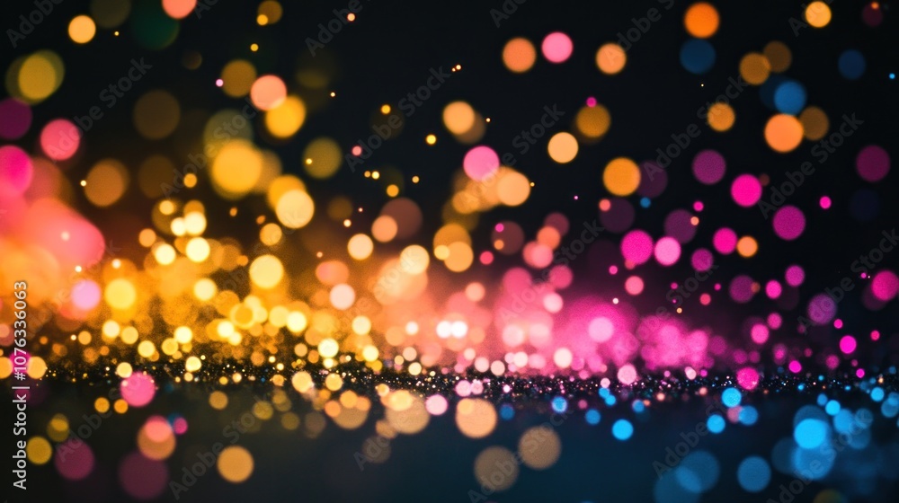 Poster abstract blurred background with colorful bokeh lights