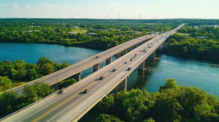Obraz premium Aerial View of a Bridge Over a River