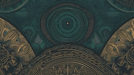 Abstract Pattern with Gold and Teal Geometric Shapes