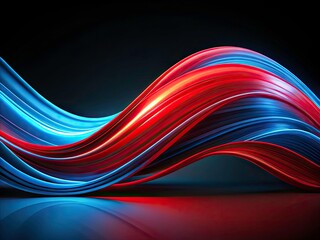 Fototapeta premium Abstract Red and Blue Curved Lines on Black Background - Vibrant Digital Art for Modern Decor