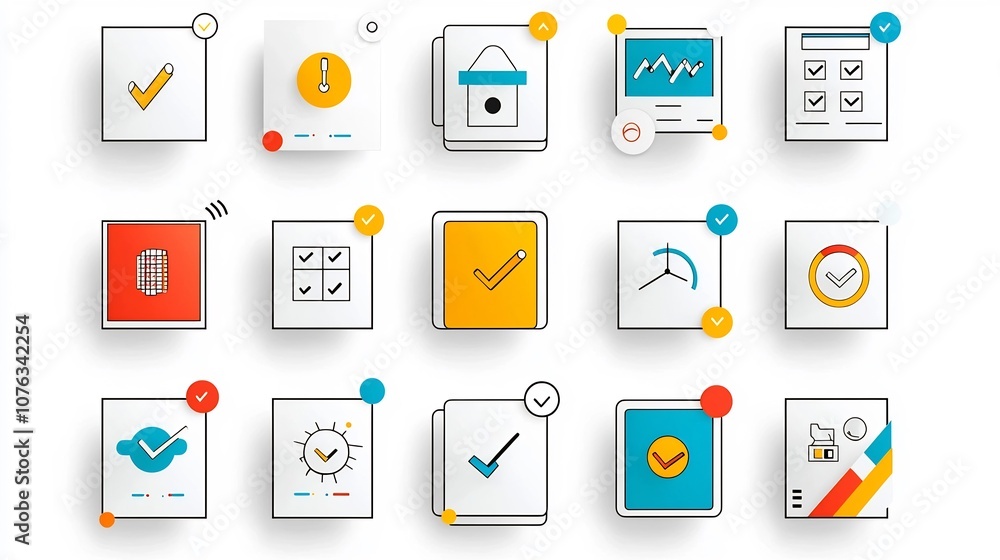 Poster vibrant icon set featuring a collection of graphic elements illustrating multi choice selection incl