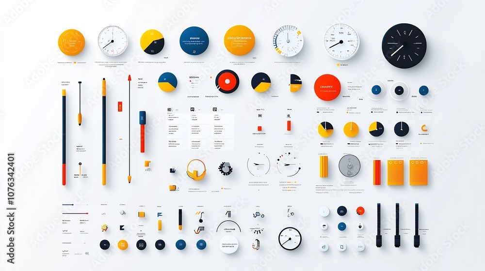 Poster vibrant of a collection of setting icons featuring sliders dials and other customizable preference c