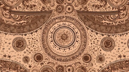 Obraz premium Ornate Circular Patterns in Brown and Beige Hues