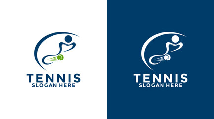 Tennis Sport Logo Designs Template, Abstract Athlete Tennis or Tennis Player logo design vector icon