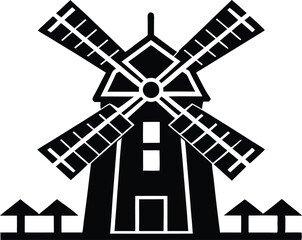 Windmill turbine silhouette vector turbine icon windmill icon