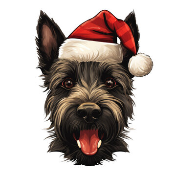 recommend clip art: Scottish Terrier with Santa hat transparent clipart