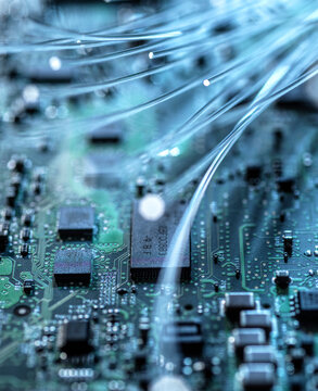 Fiber optics transferring data into computer hardware