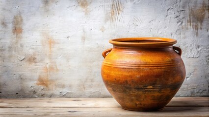 Antique Clay Pot with Rustic Finish on White Background for Home Decor and Vintage Aesthetic