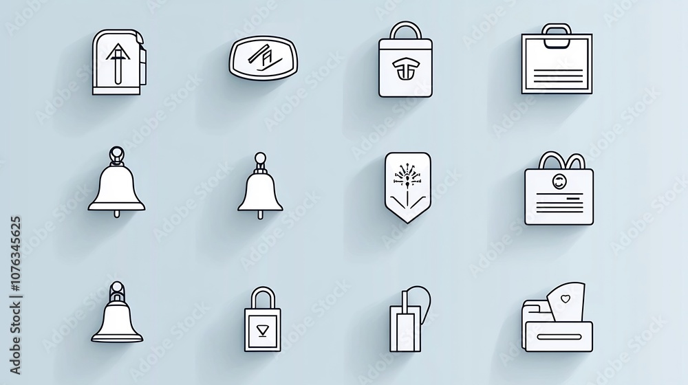 Aufkleber Set of hospitality services line icons including hotel desk and counter assistance for customer support in a modern and minimalist with editable stroke