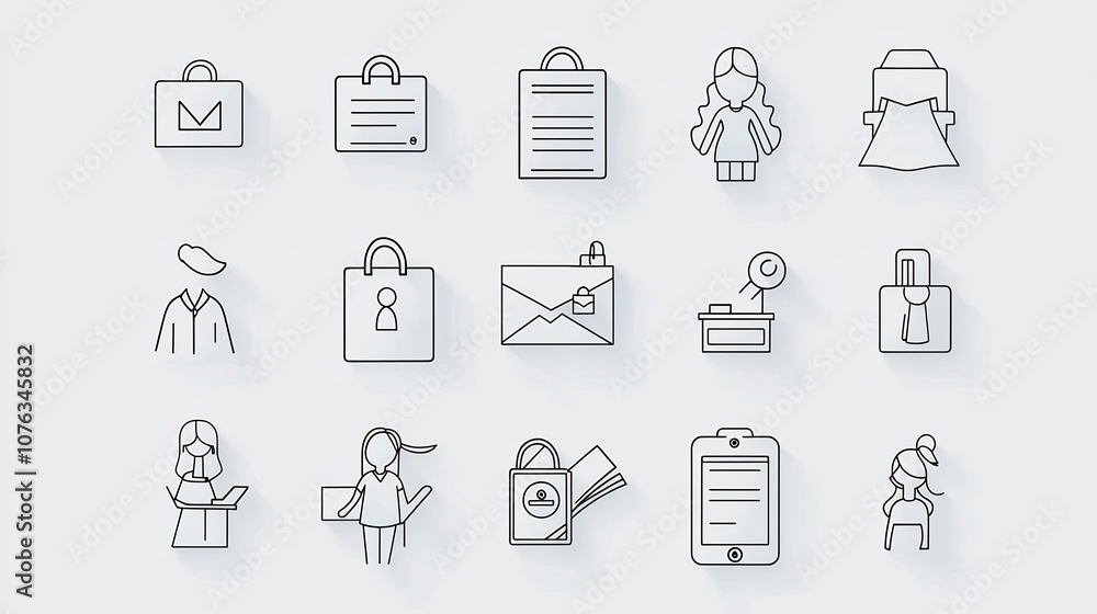 Leinwandbilder a set of thin line icons depicting the streamlined digital and sign up process including identity do