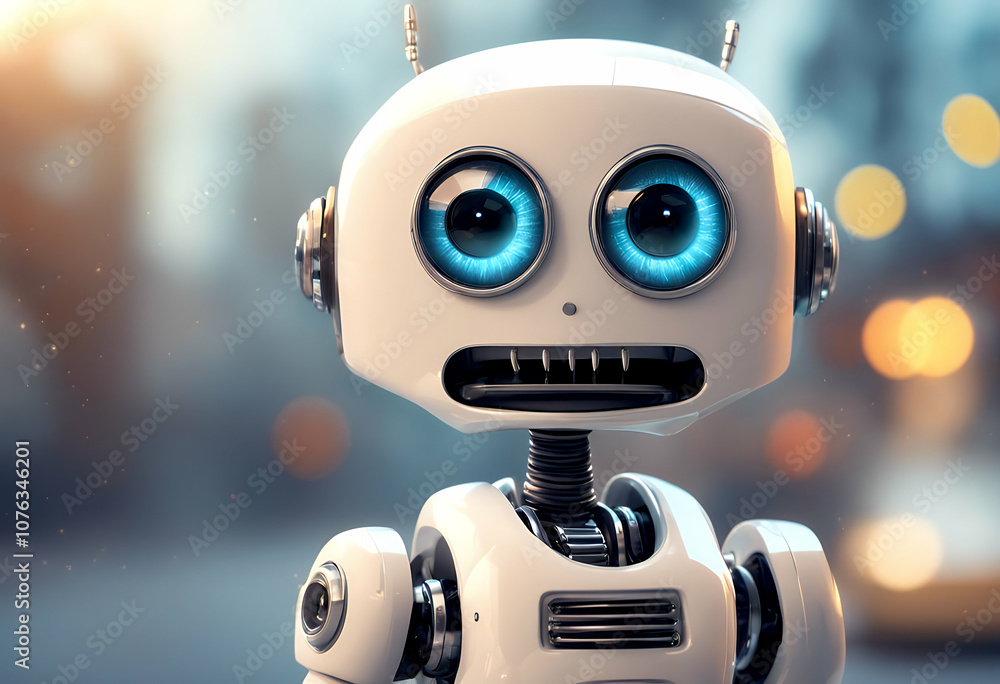 Poster three dimensional online bot business funny set technology science robot render smile 3d cartoon int