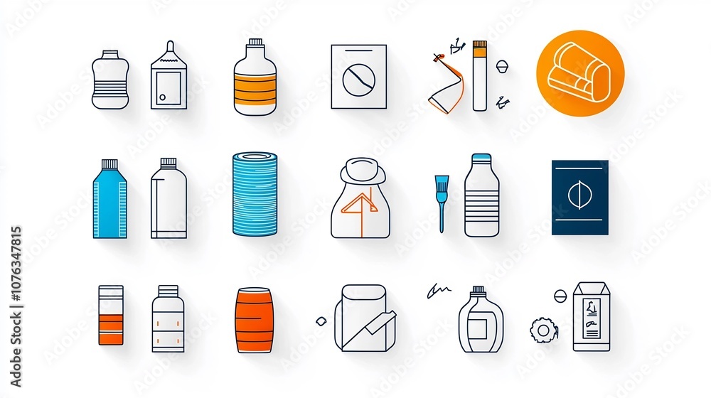 Poster comprehensive outline icon set featuring 30 key fabric properties including thermal insulation uv pr