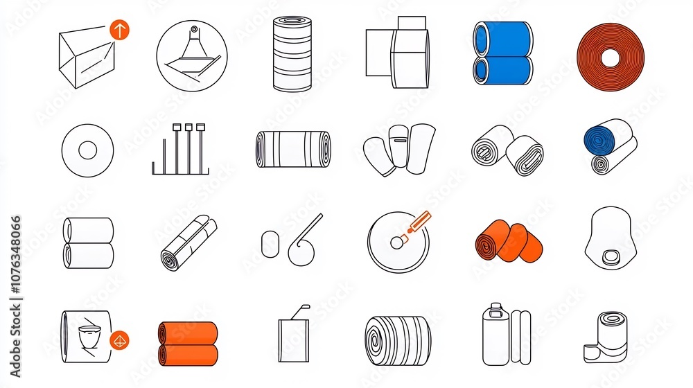 Poster outline icon set of 30 different fabric properties including breathable stretchable and eco friendly