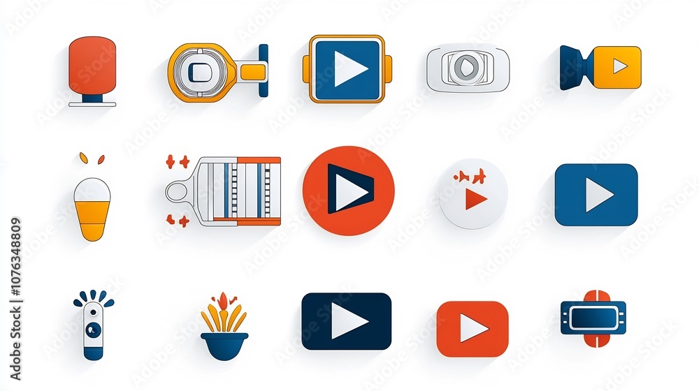 Aufkleber a clean showcasing an icon set for online video streaming services featuring a movie reel live symbo