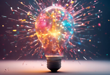amazing power light bulb lamp explosion colourful electricity 3d splash energy rendering creativity paint