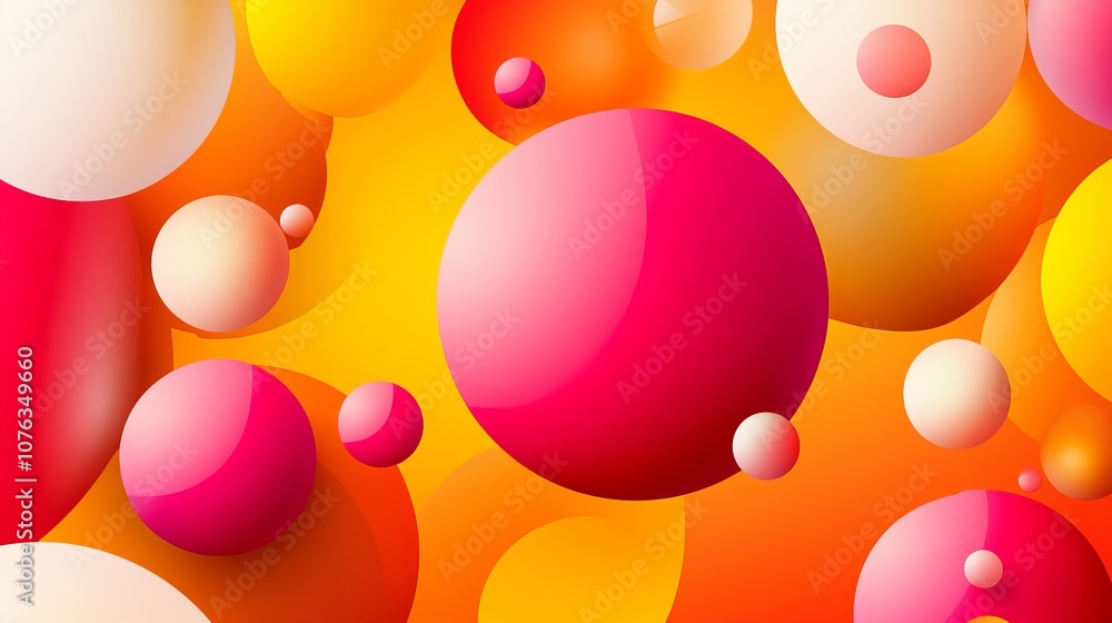 Poster a 3d geometric abstract background set in a bright space, featuring a circular effect decoration.