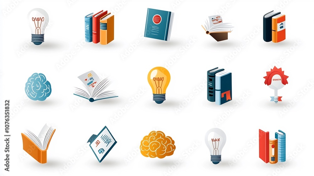 Leinwandbilder iconic set of representing the concepts of knowledge education and intellectual growth featuring sim
