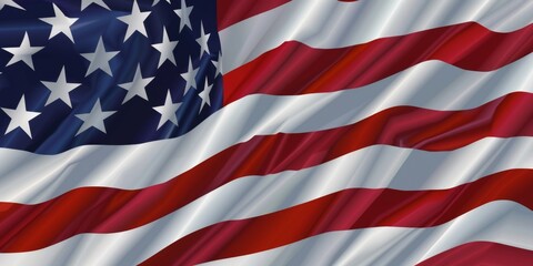 A stunning display of the American flag undulating gracefully, capturing the essence of patriotism and national identity. The vivid colors and design evoke a spirited celebration of unity.