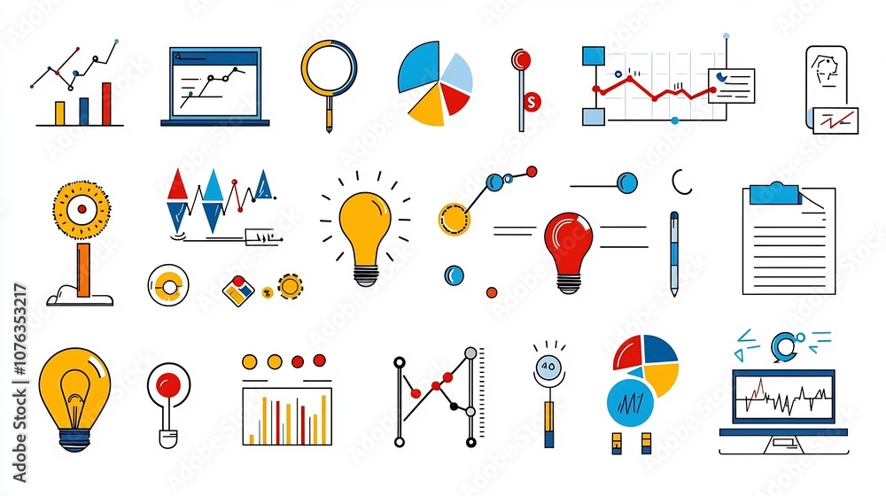 Aufkleber Thin line icons collection for survey report and data analysis including statistic statement and business data symbols in with clean modern minimalist design