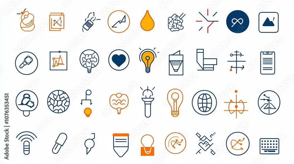 Leinwandbilder minimalist icons and symbols focused on the themes of creativity imagination and cognitive processes