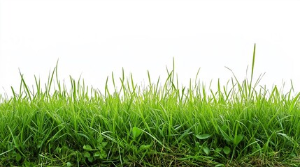 Fresh green grass isolated on white background representing nature and growth