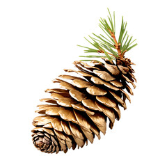Golden Pine Cone Isolated on White Background for Seasonal Decor and Art Projects