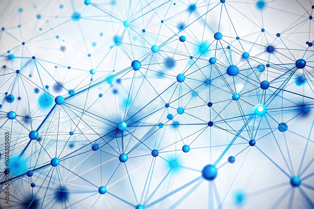 Poster abstract blue network connection dots on white background for modern presentation design and technol