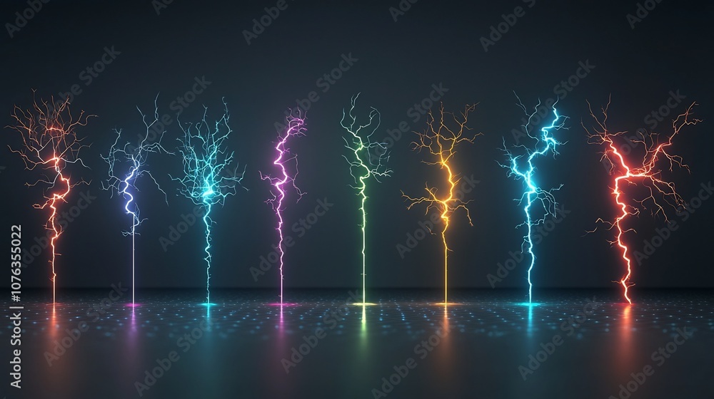 Leinwandbilder stunning abstract image featuring vivid multicolored electrical sparks and branches glowing brightly