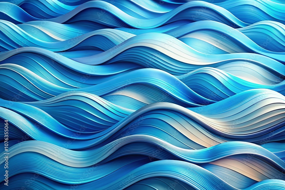 Poster abstract blue wavy pattern illustration with fluid lines, capturing the essence of movement and dept