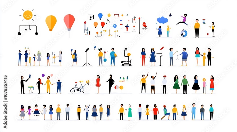 Aufkleber collection of simple icons representing groups teams and community members in social organizational 