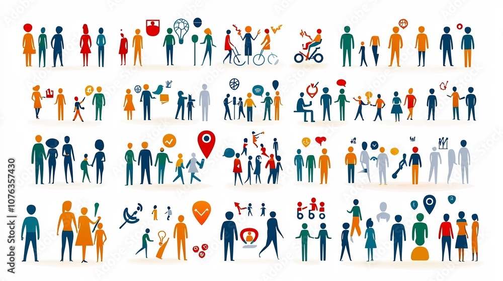 Aufkleber collection of simple icons representing people in communities teams and organizations depicting grou